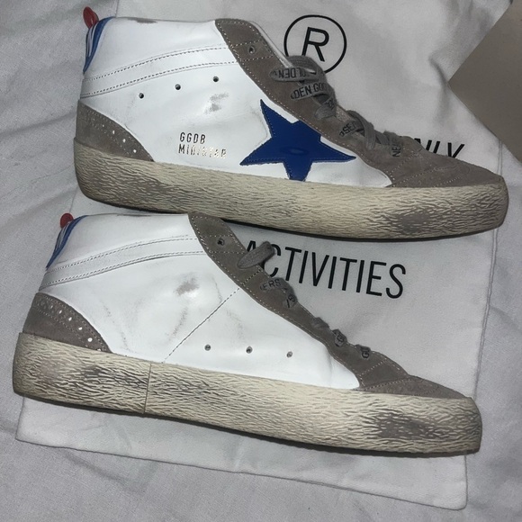 Golden Goose Mid Star in white leather with blue star and dove gray inserts! - Picture 5 of 9